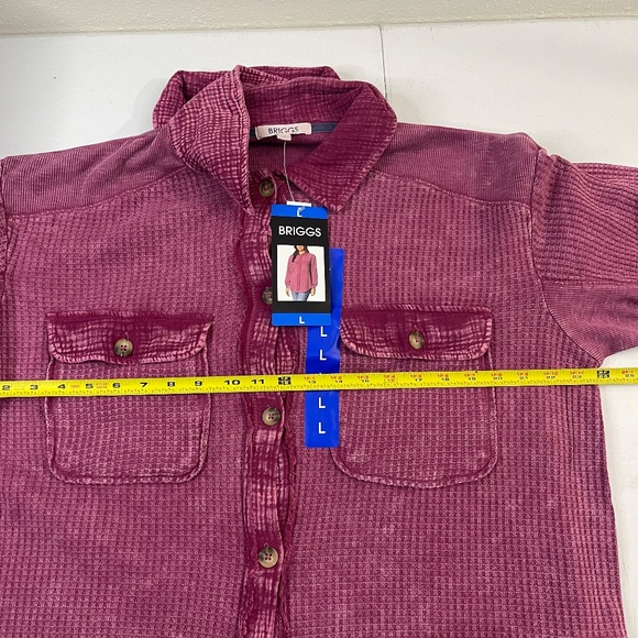 Briggs Women's Relaxed Fit Button Front Long Sleeve Waffle Shirt Size: S,M,L - Picture 16 of 16